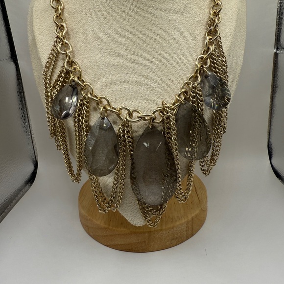 Banana Republic Gold and Crystal Look Statement Necklace - Picture 10 of 10